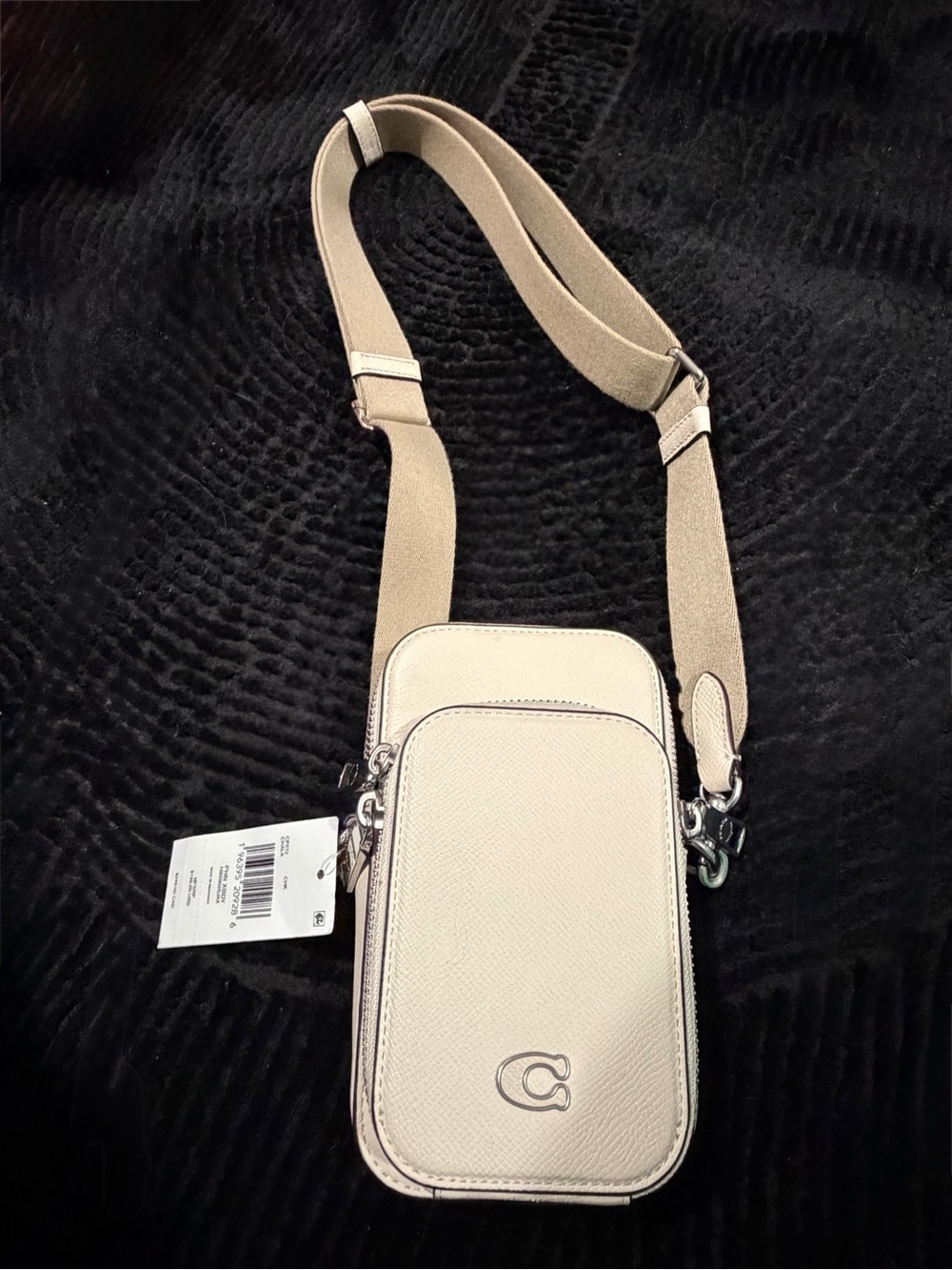 Coach Ivory Pebble Leather Crossbody Phone Bag